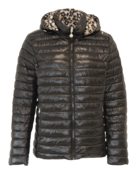 Dames gewatteerde winterjas zwart /panter