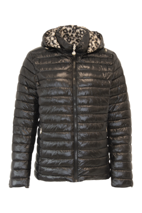 Dames gewatteerde winterjas zwart/panter*