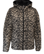 Dames gewatteerde winterjas zwart /panter