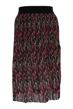 Dames plissé rok kort - print zwart/fuchsia/wit *