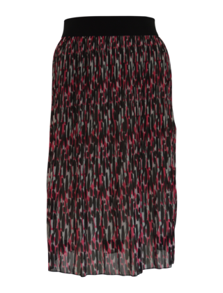 Dames plissé rok kort - print zwart/fuchsia/wit *