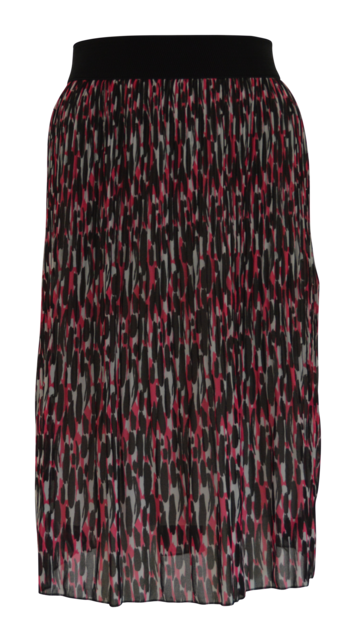 Dames plissé rok kort - print zwart/fuchsia/wit *