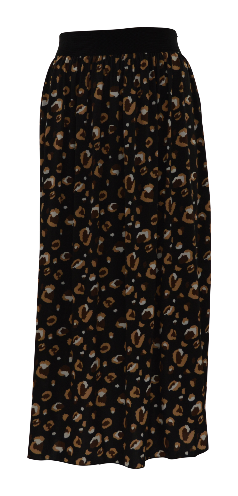 Dames A-lijn rok lang elastische brede tailleband print zwart/bruin/c