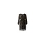 Remo Fashion Dames jurk met lange mouwen, ronde hals en een brede elastische taille - zwart/bruin