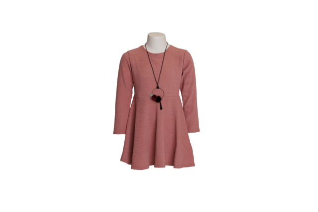 Meisjes jurk met leuke ketting - oud roze *