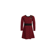 Meisjes jurk met een grappige "doolhofprint" - fuchsia/zwart *