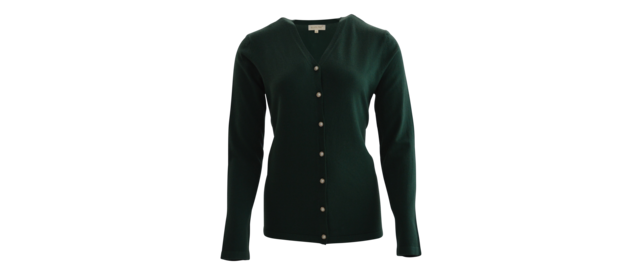 Dames vest met V-hals parelmoer knopen - donkergroen