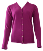 Dames vest met V-hals parelmoer knopen - fuchsia (cyclaam)