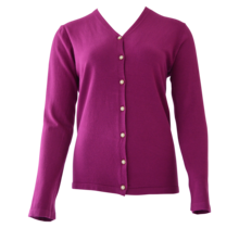 Dames vest met V-hals parelmoer knopen - fuchsia (cyclaam)