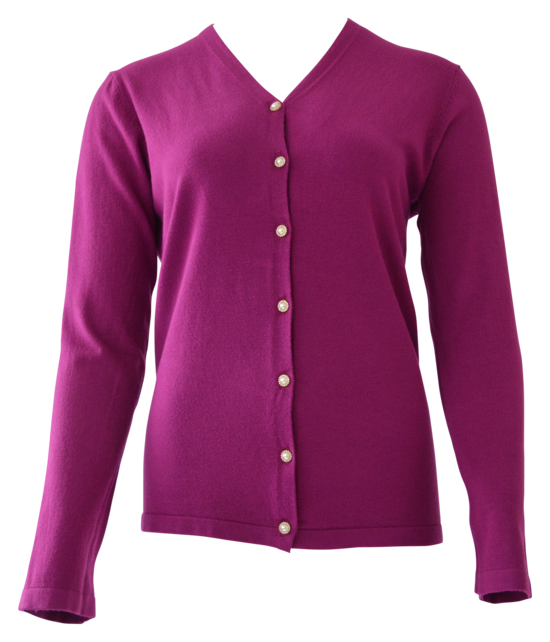 Dames vest met V-hals parelmoer knopen - fuchsia (cyclaam)