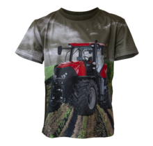 Jongens shirt korte mouwen met Case tractor - groen