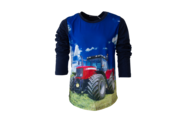 Jongens shirt lange mouwen met MF tractor - donkerblauw *