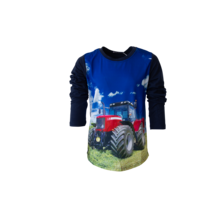 Jongens shirt lange mouwen met MF tractor - donkerblauw