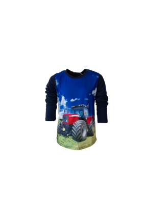 Jongens shirt lange mouwen met MF tractor - donkerblauw *