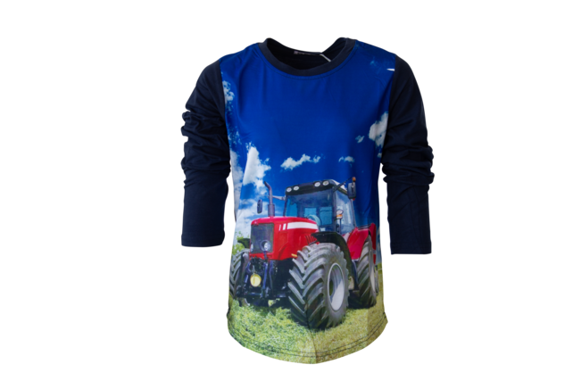 Jongens shirt lange mouwen met MF tractor - donkerblauw *