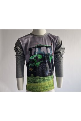 Jongens shirt lange mouwen met Deutz tractor - lichtgrijs *