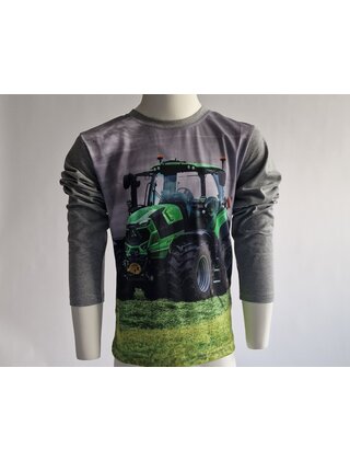 Jongens shirt lange mouwen met Deutz tractor - lichtgrijs *