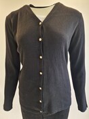 Dames vest met V-hals en koperkleuriger knopen - zwart