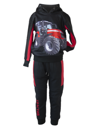 Jongens lange broek zwart met contrasterende rode streep *