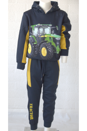 Jongens lange broek marine met gele contrasterende streep *