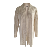 Damesvest lang openvallend met kabelrand- off white