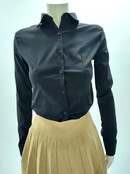 Dames blouse lange mouwen katoenmix met stretch - zwart *