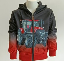 Jongens hoodie met rist - Case tractor - zwart/rood