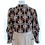 Remo Fashion Damesblouse/shirt met boordje en lang manchet - zwart/camel/beige