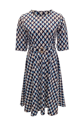 Dames  jurk Amelie - blauw/wit *