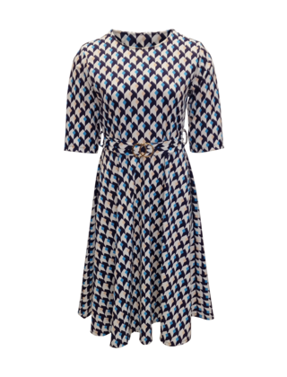 Dames  jurk Amelie - blauw/wit *