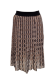Dames plissé rok kort model - grafische print zwart/khaki *