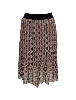 Dames plissé rok kort model - grafische print zwart/khaki *