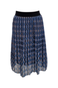 Dames plissé rok kort model - grafische print zwart/blauw *