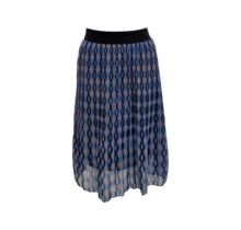 Dames plissé rok kort model - grafische print zwart/blauw