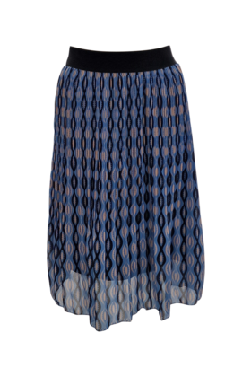 Dames plissé rok kort model - grafische print zwart/blauw *