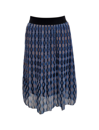 Dames plissé rok kort model - grafische print zwart/blauw *