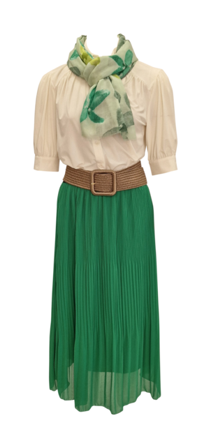Dames plissé rok lang model - groen *