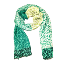 Viscose sjaal met bladmotief groen