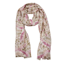 Viscose sjaal grafische print beige/roze