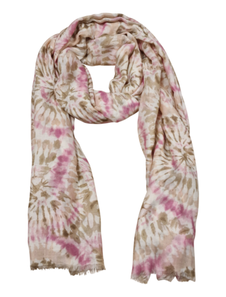 Viscose sjaal grafische print beige/roze
