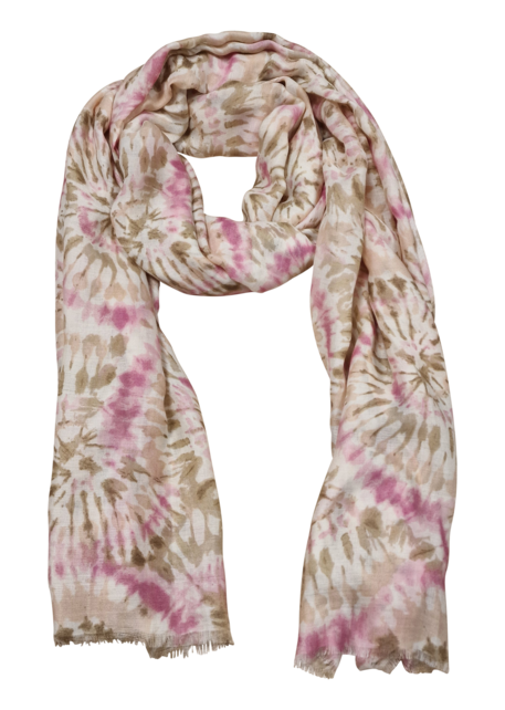 Viscose sjaal grafische print beige/roze