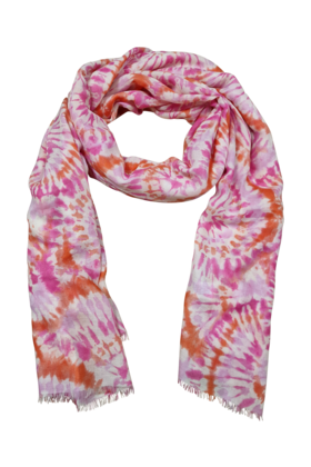 Viscose sjaal grafische print roze