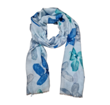 Viscose sjaal met bloempatroon blauw