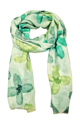 Viscose sjaal met bloempatroon groen *