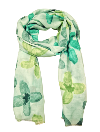 Viscose sjaal met bloempatroon groen *