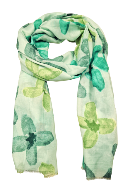 Viscose sjaal met bloempatroon groen