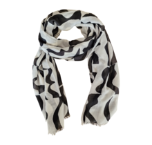 Viscose sjaal met geometrische print in zwart/wit