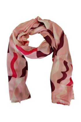 Viscose sjaal met geometrische print in roze