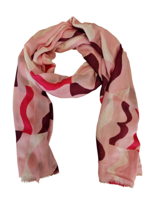 Viscose sjaal met geometrische print in roze