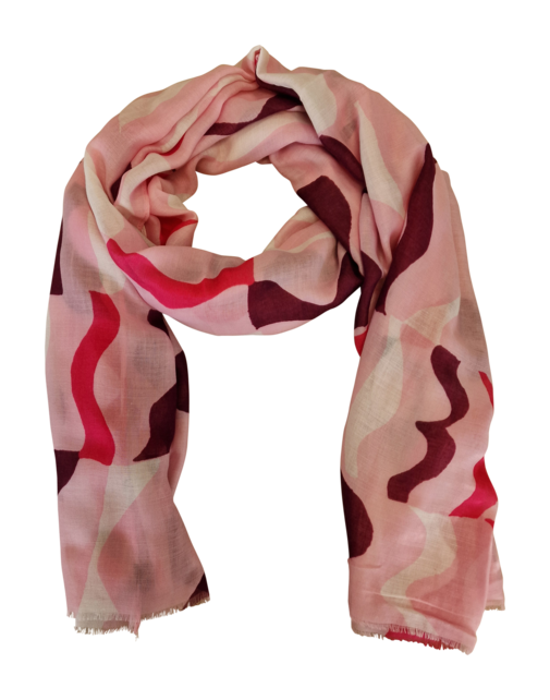 Viscose sjaal met geometrische print in roze